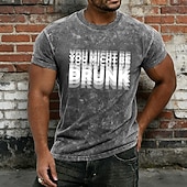  Ανδρικό vintage μπλουζάκι με οξύ πλύσιμο "you might be drunned" διπλής όρασης γραφικό αστείο μπλουζάκι με ποτό χιούμορ από βαμβάκι, μείγμα πολυεστέρα και ορυκτών πλύσης s-3xl