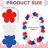 billige U.S. 250-årsjubileum-30 stk patriotiske kunstige blomster - rød, hvit og blå hawaiisk lei med ananas- og skjolddesign, dekorasjoner til uavhengighetsdagen 4. juli, engros festgaver til utendørs/innendørs