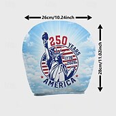 お買い得  250周年-2個のアメリカ国旗独立プリントの車のヘッドレストカバー、高弾性設計で詰め物のないシート保護、車のシートヘッドレストカバー、車用シートクッション、愛国的なテーマ、車の内装