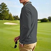 cheap Men's Classic Polo-Men's Golf Shirt Golf Polos Shirts Casual Street Lapel Long Sleeve Basic Modern Plain Buttons Spring Fall Regular Fit Black White Red Navy Blue Dark Grey Light Blue Golf Shirt