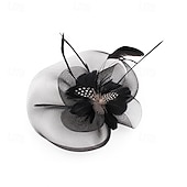 economico Fascinatori-Fascinator Poliestere Matrimonio Compleanno Elegante Vintage Carino Con Piuma Tulle Copricapo Copricapo