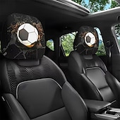 billiga Hemtextil-2 st nackstödsskydd med fotbollstryck, bilinredning, moderiktigt sätesskydd, enkla att installera, lämpliga för långkörning, stadspendling, perfekt rolig bildekor, ökad komfort