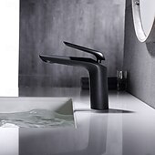 Недорогие Смесители для раковины в ванной-Классический однорычажный смеситель для раковины в ванной комнате с гальваническим покрытием, однорычажный, с одним отверстием, черного цвета.