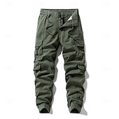 ieftine Pantaloni Cargo-Bărbați Pantaloni cargo Pantaloni casual Παντελόνι πεζοπορίας Cordon Buzunar Simplu Confort Comfortabil Lungime totală Zilnic Casă În aer liber Vacanță Simplu Verde Militar Negru Micro-elastic