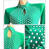 cheap Competition Wear-Ballroom Dance Dress Splicing Women's Party Performance Long Sleeve Spandex Polyester