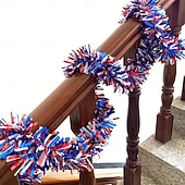 cheap U.S. 250th Anniversary-4Pcs Patriotic Tinsel Garland Red White Blue Foil Streamers 78.7in Metallic Fringe Decorations for 4th of July Independence Day Memorial Day Labor Day American Flag Theme Party Decor Durable Plastic