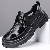 お買い得  ドレスサンダル-メンズ ブラウン カジュアルシューズ バックルストラップ カットアウト コンフォート ウォーキングシューズ デイリーウェア、旅行、運転、オフィス、ビジネスカジュアル、週末の服装、スマートな紳士スタイル