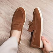 baratos Mocassins casuais-Mocassins masculinos de camurça com borla – sapatos clássicos de verão, sem cadarço, com sola macia e flexível, leves e estilosos, ideais para uso casual, viagens e lazer ao ar livre.