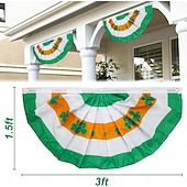 abordables Banderas de Jardín, Banner-St Patrick's Day Fan Flag, Shamrock Design, Festival Half-Round Banner, Irish Party Decor, Green Clover Flag for St. Patrick's Day Celebration.