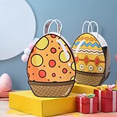 Недорогие Необычные игрушки-Набор из 18 бумажных подарочных пакетов в форме пасхальных яиц, 6 красочных узоров (по 3 каждого), пакетики в форме яиц для сладостей, подарочные пакеты для пасхальной вечеринки для детей, школьные