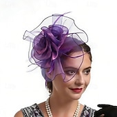 cheap Fascinators-Fascinators Feather Wedding Birthday Elegant Vintage Cute With Feather Flower Headpiece Headwear
