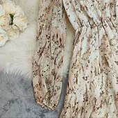 voordelige Jurken-Bohemen Vintage Retro vintage Jurken Lange Mouwen Hippie Schijf Bloemig Bohémien V-hals Kostuum Dames muziekfestival Alledaagse kleding Volwassenen Kleding Zomer