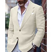 cheap Men's Classic Blazers-Men's Blazer Business Cocktail Party Wedding Party Fashion Casual Spring &amp;  Fall Polyester Solid Color Pocket Buttons Comfortable Single Breasted Blazer Light Pink Yellow Pink Royal Blue
