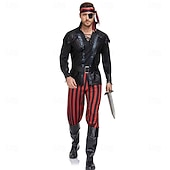 cheap Outfits-Set Medieval Renaissance Pants Vest Shirt with Accessories Long Sleeves Pirate Fancy Dress Men's Pirate Halloween Carnival Masquerade Renaissance Fair Retro Theme Party Adults' Vest Shirt Pants