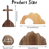 voordelige Pasen-Pasen: Hij is opgestaan, christelijke decoratie, leeg graf, kruis, paasdecoratie voor thuis, houten paastafereel met opstanding, tafeldecoratie, schoorsteenmanteldecoratie, kantoordecoratie,