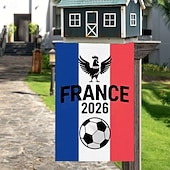 baratos Bandeiras de Jardim, Banner-Bandeira de jardim da seleção francesa de futebol para 2026, com design tricolor, emblema de galo e bola de futebol, decoração perfeita para áreas externas para fãs do futebol francês.