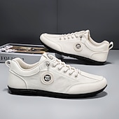 cheap Casual Lace-Up Shoes-Men's Faux Leather Casual Sneakers – Comfortable and Stylish for Everyday Wear, Ideal for Casual Outings, Sports and Relaxed Weekend Activities