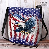 abordables Accessoires-Sac bandoulière femme en polyester, bandoulière ajustable, imprimé audacieux d'aigle et de drapeau américain, parfait pour le 250e anniversaire des États-Unis, la fête de l'indépendance et au quotidien.