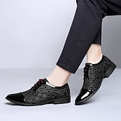 abordables Chaussures Derby-Chaussures décontractées à lacets en similicuir rouge à motifs pour hommes, élégantes et stylées, parfaites pour le travail, les soirées et le quotidien.