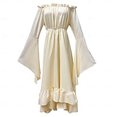 cheap Outfits-Set Medieval Renaissance Dress Headpiece Necklace with Accessories Long Sleeves Pirate Fancy Dress Women's Pirate Halloween Carnival Masquerade Renaissance Fair Retro Theme Party Adults' Dress More