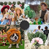 levne Umělé rostliny a zeleň-108 kusů palmových listů, umělých tropických monster - 6 druhů, velkých, malých, zelených, umělých palmových listů se stonky pro safari, džungli, havajskou luau, párty, dekoraci stolu, svatební,