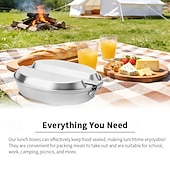 economico Utensili e gadget da cucina-Scatola per riso quadrata in acciaio inossidabile 304 con manico per uso esterno, scatola per riso individuale in stile americano, set di pentole da campeggio per esterni