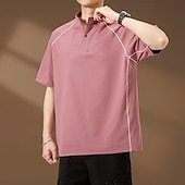  Homens Camisas Polo Polo Quarter Zip Casual Diário Quarter Zip Manga Curta Moda Básico Tecido Resfriamento Quarter Zip Verão Primavera Normal Preto Rosa Verde Camisas Polo