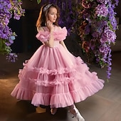 halpa Kukkatyttön mekot-Lapset Tyttöjen Juhlamekko Yhtenäinen väri Hihaton Häät Koulu Suoritus Tyylikäs Muoti Villasekoite Polyesteri Juhlamekko Kesä Kevät Syksy lapset Pavupastapuuteri