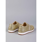 economico Sneakers da donna-sneakers slip-on glitterate dorate da donna – scarpe casual da passeggio scintillanti per la moda e l'uso quotidiano