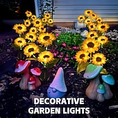 tanie Światła ścieżki i latarnie-3 w 1, zewnętrzne, wodoodporne, solarne lampy na paliki w kształcie słonecznika, 9-głowicowe, dekoracyjne lampy LED do ogrodu, na podwórko, trawnik, patio, do willi – oświetlenie nastrojowe na święta,