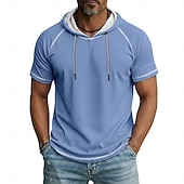  Férfi Póló Kapucnis felsőrész Tee Top Rövid ujjú Kapucni Nyár Tavasz Minden évszak Tömör szín Divat Dizájn Sportos Alap Kapucni Raglán ujjak Hétköznapi Utca Alkalmi Világoskék Fekete Sötétkék Férfi