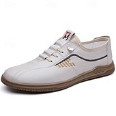 cheap Casual Lace-Up Shoes-Men's White Athletic Sneakers – Lightweight Breathable Running Shoes, Casual Sport Style, Gym, Walking &amp; Everyday Wear