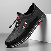 abordables Zapatillas Informales-Zapatillas sin cordones de piel sintética negra para hombre: prácticas, cómodas y elegantes para uso informal y diario.
