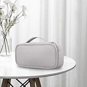 cheap Luggage &amp; Travel Storage-Travel Storage Bag with Cable Management, Zippered Light Gray Tech Organizer for Chargers, Power Banks, Hard Drives, Data Cables – Portable Carry-On Travel Case