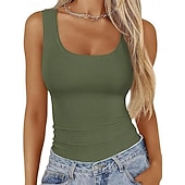  Dames T-shirt Effen Modieus Stijlvol Klassiek Mouwloos U-hals Normale tops Dagelijks Uitgaan Weekend blauw Zwart Wit Wijn Groen Zomer Lente