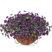 economico Fiore finti-Fiori artificiali pendenti con cestino, piante finte pendenti con fiori di seta artificiali resistenti ai raggi UV per esterni e interni, primavera estate, portico, patio, balcone, giardino,