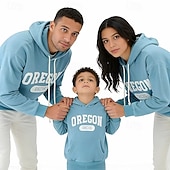 cheap Daily Family Matching-Family Tops Letter Casual Print Red Light Purple Beige Long Sleeve Active Matching Outfits