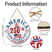 abordables 250e Anniversaire des États-Unis-Plaque de porte américaine commémorative du 250e anniversaire, drapeau national américain patriotique du 4 juillet avec couronne « Nous le peuple », décoration murale en bois pour la fête de