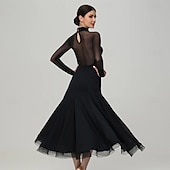 Χαμηλού Κόστους Ανταγωνιστικά Ρούχα-Επίσημος Χορός Φόρεμα Πλισέ Καθαρό Χρώμα Κόψιμο Γυναικεία Πάρτι Εκπαίδευση Επίδοση Μακρυμάνικο Ψηλό Σπαντέξ Πολυεστέρας