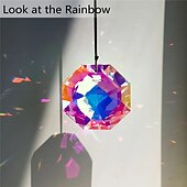 economico Sculture-Acchiappasole arcobaleno in cristallo da 7,5 cm per finestre, grande acchiappasole ottagonale in cristallo colorato, prisma per interni ed esterni, casa