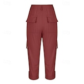 economico Pantaloncini Bermuda-Per donna Pantaloni Cargo Pantaloni capri Chinos Vacanza Streetwear Casual Lunghezza al polpaccio Vita media Semplice Tasca Fascia Elastica Comodo Comodità Inelastico Quotidiano All'aperto Streetwear