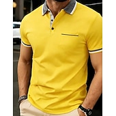 economico Polo classica da uomo-Per uomo Polo Maglia da golf Casuale Streetwear Bavero Manica Corta Essenziale Moderno Blocco di colori Tasca Bottoni Estate Primavera Vestibilità regolare Nero Bianco Giallo Borgogna Blu marino