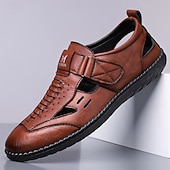 voordelige Casual sandalen-Casual loafers voor heren van imitatieleer – ademend ontwerp met uitsparingen, zachte, gedempte zool, gemakkelijk aan te trekken, elegante schoenen voor elke dag, werk, reizen en buitenactiviteiten.