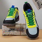 tanie Casualowe sneakersy-Męskie buty sportowe w blokach kolorów z akcentami ze sztucznej skóry, modny sportowy wygląd, idealne do uprawiania sportów na świeżym powietrzu, na co dzień i w podróż