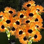 tanie Światła ścieżki i latarnie-3 w 1, zewnętrzne, wodoodporne, solarne lampy na paliki w kształcie słonecznika, 9-głowicowe, dekoracyjne lampy LED do ogrodu, na podwórko, trawnik, patio, do willi – oświetlenie nastrojowe na święta,