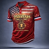  4η Ιουλίου 2026 250η Ανδρικά Αμερικανική σημαία των ΗΠΑ Μπλουζάκια πόλο Κοντομάνικο Μπλουζάκια πόλο Πέτο Καθημερινό Επιχείρηση Ένδυση γυμναστικής και άθλησης 3D εκτύπωση Κουμπιά Ανοιξη καλοκαίρι