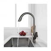 זול ברזים למטבח-ברז כיור מטבח עם מרסס נשלף, ברז מטבח מסחרי בעל ידית אחת בקשת גבוהה