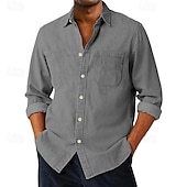 economico camicia da uomo con bottoni-Camicia da Uomo SoftFade™ Camicia Casual Camicia Button Up Camicia Cargo Camicia Acid Wash Rossa Manica Lunga Piana Colletto Quotidiano Abbigliamento Esterno Moda Moderna Casual Comfort