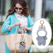 お買い得  パーソナライズされたテキスタイル-カスタム面白い顔のぬいぐるみキーホルダー、パーソナライズされた写真イースターバニーキーホルダーギフト写真人形ウサギの耳、ソフトバッグチャーム、バックパックアクセサリー、子供、ガールフレンド、花嫁介添人へのギフト