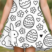 abordables Tenues de Pâques pour Filles-Pâques FILLE 3D Graphique Lapin Robe Manche Courte Impression 3D Été Printemps Quotidien Vacances Soirée Mignon Basique Occasionnel Enfants 4-12 ans Robe Décontractée Robe trapèze Mi-long Coupe